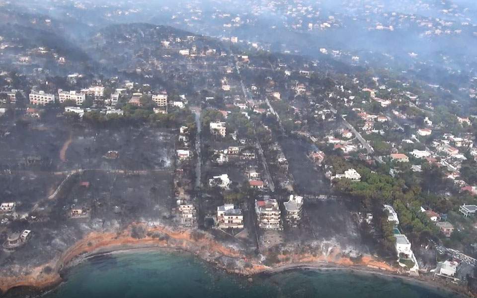 Aerial footage reveals extent of devastation from east Attica fire ...