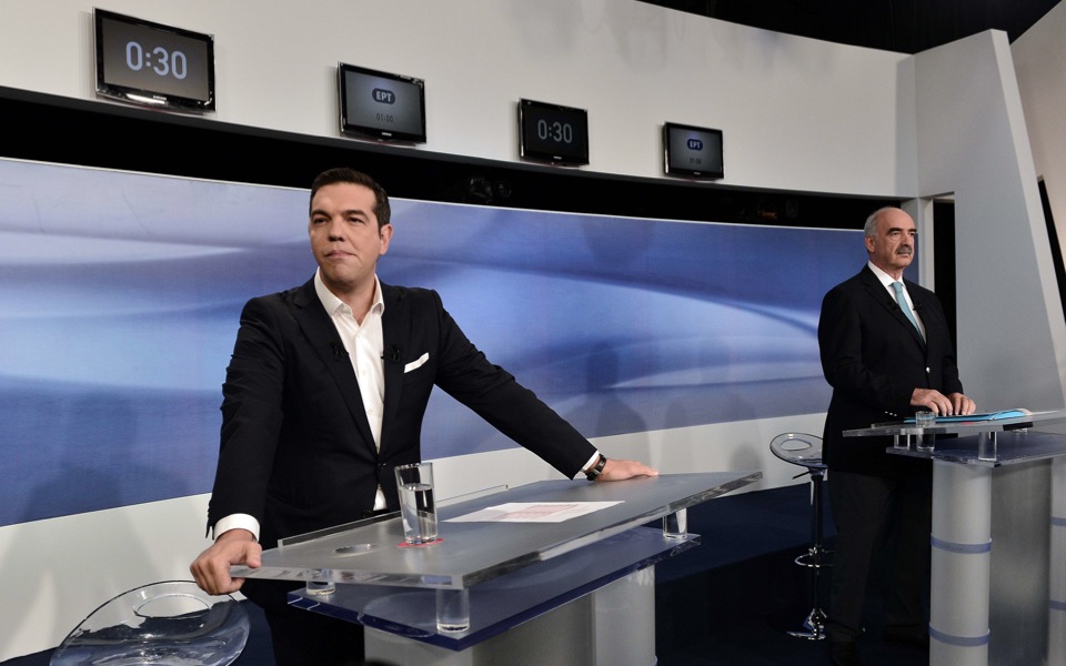 Tsipras, Meimarakis spar in TV debate