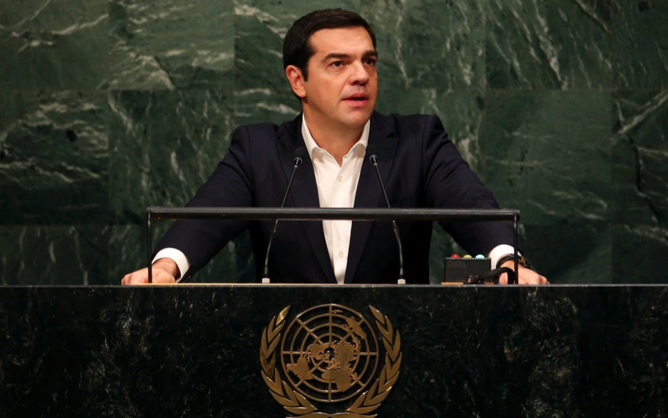 Tsipras stresses need for debt relief, refugee help in UN speech