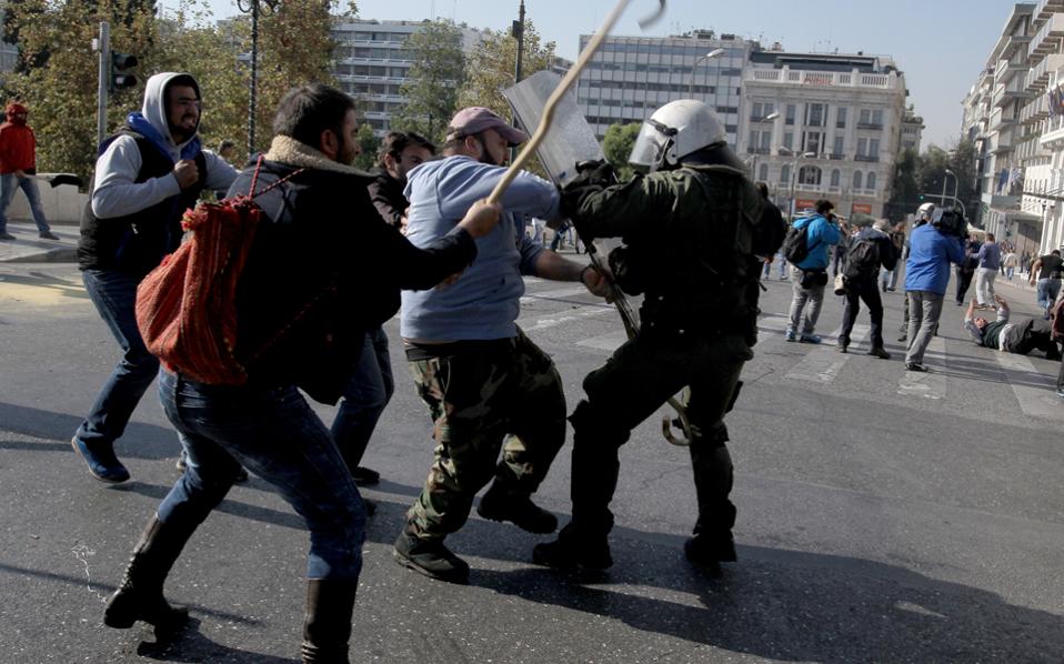 Protesting Greek farmers clash with police in central Athens