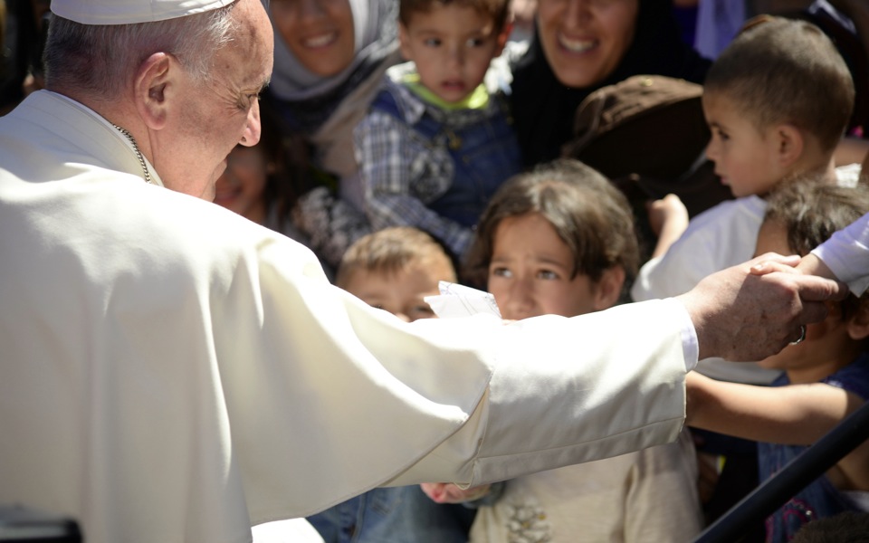 Pope brings hope to migrants, chastises leaders in Lesvos visit