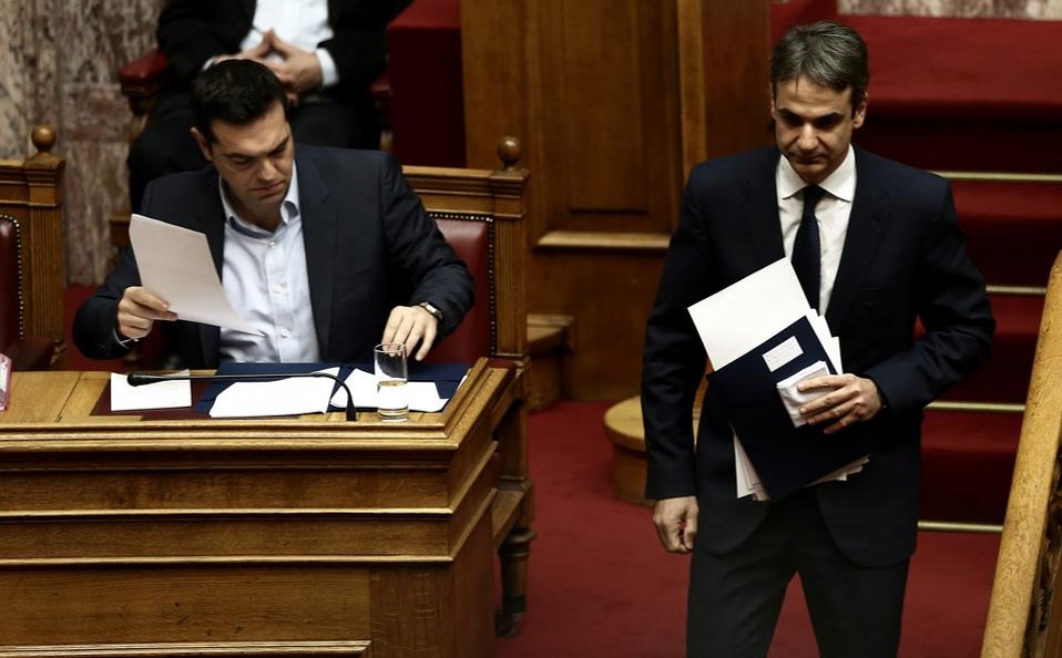 Tsipras, Mitsotakis spar in House debate on party loans