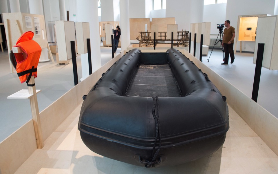Migrant boat goes on display in Dresden