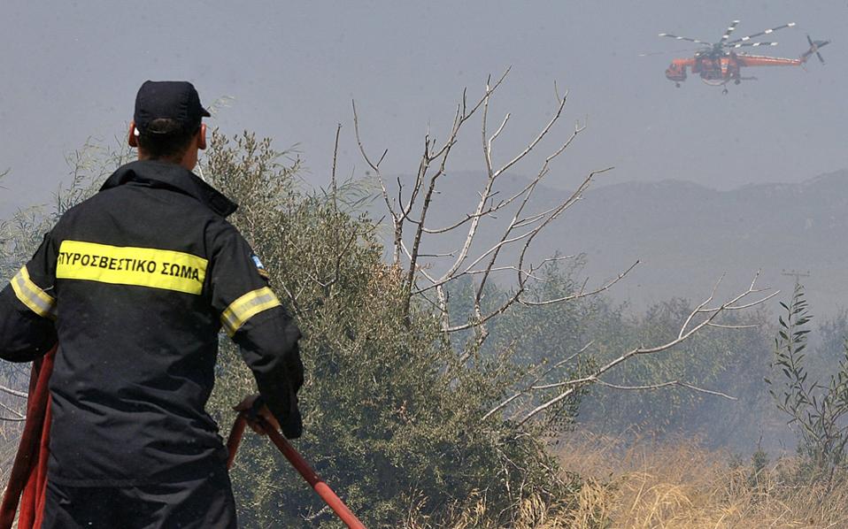 Firefighters battle large blaze in Megara, west of Athens