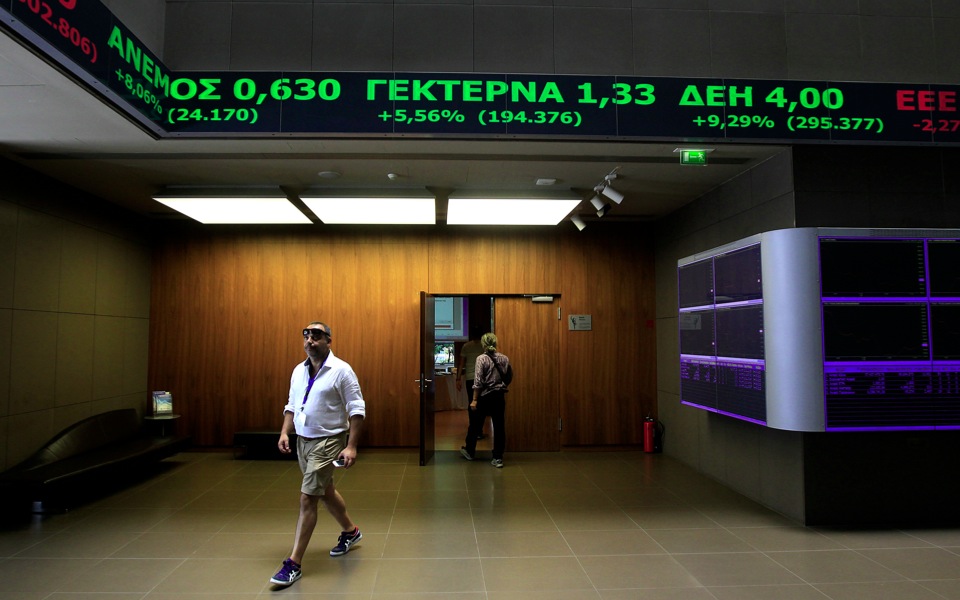 Greek stock index twitches higher