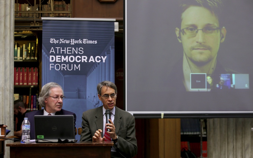 Snowden joins Athens Democracy Forum via video link