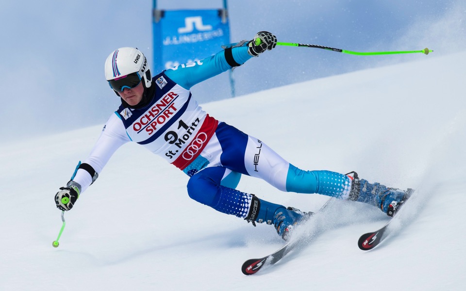 Greek skier hits the slopes
