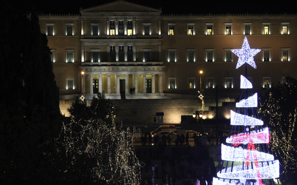 Christmas tree lights up in Syntagma Square