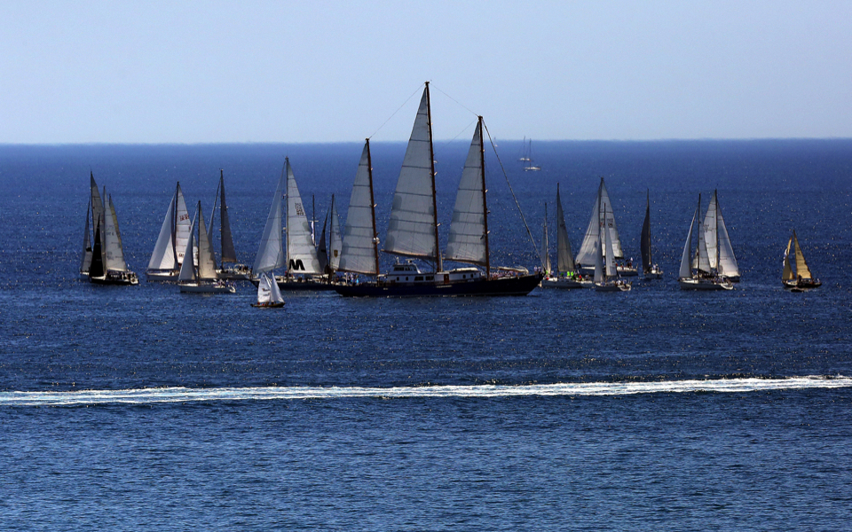 Sailboats compete in the 9th Posidonia Cup