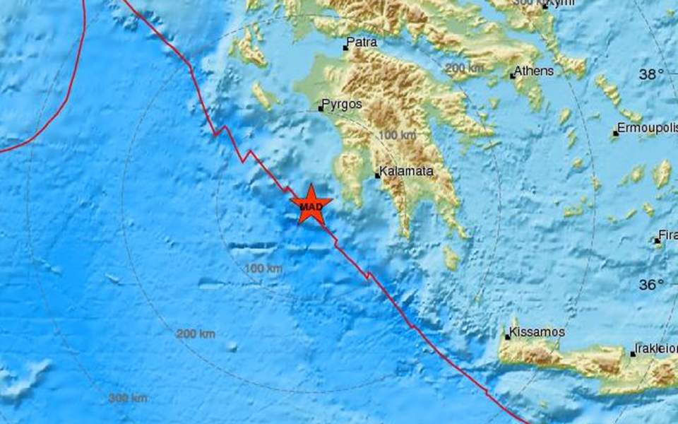 Quake measuring 5.4 occurs near Pylos, southern Greece