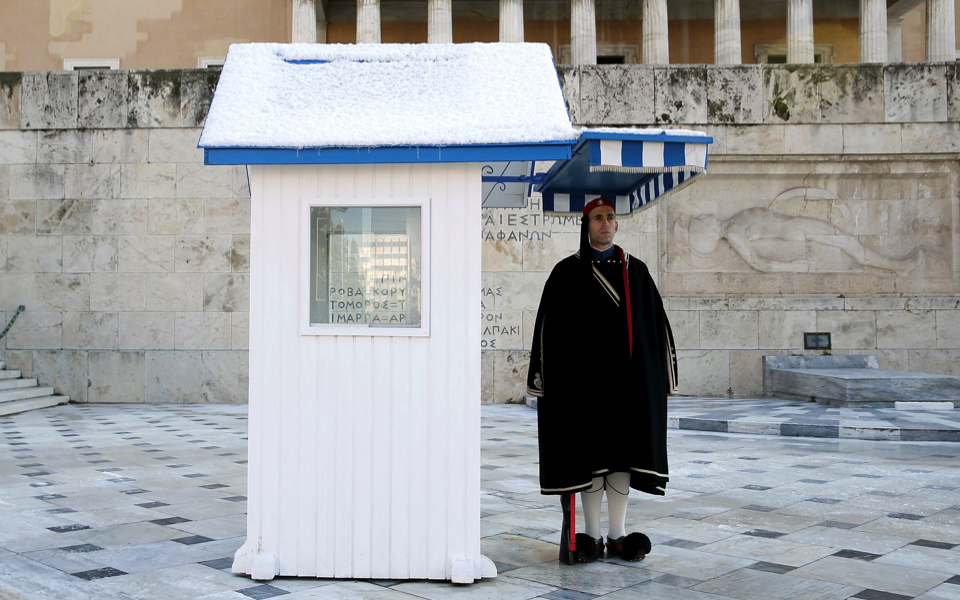 Presidential guards brave Athens cold
