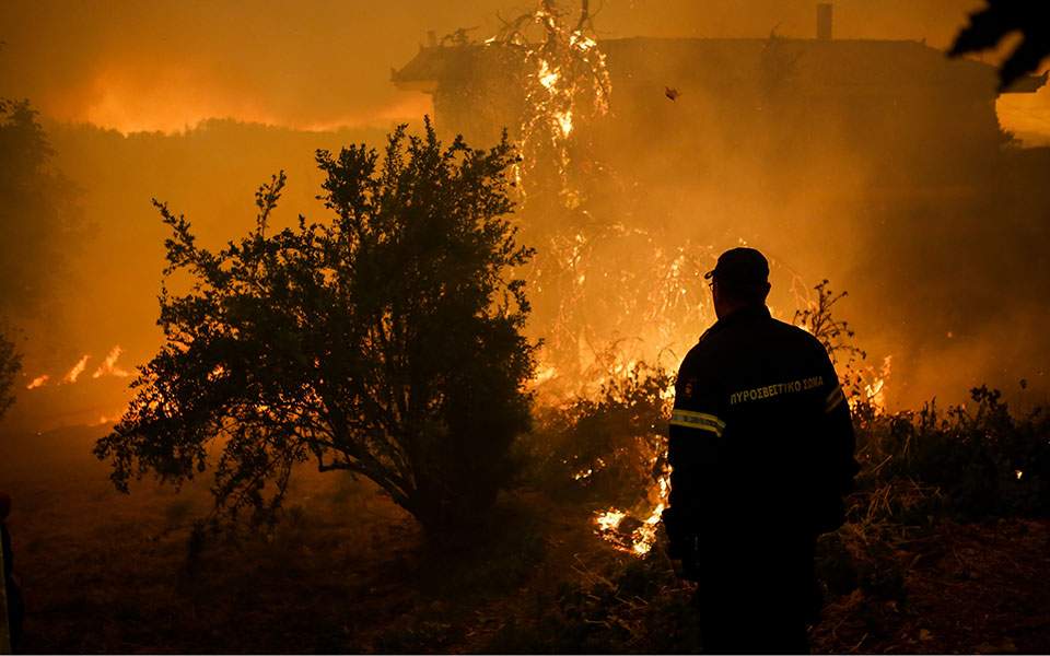 Fire rages out of control in Greek island nature reserve