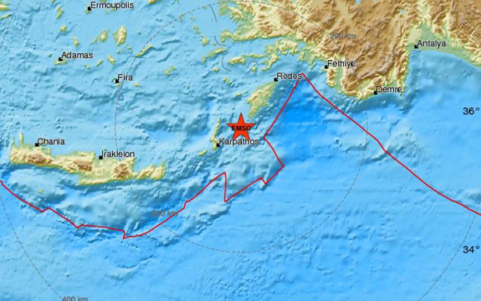 4.3 magnitude tremor shakes Karpathos island