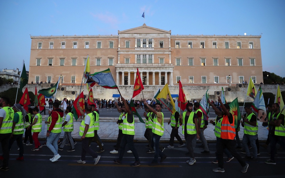 Kurds march in Athens against Turkish offensive in Syria