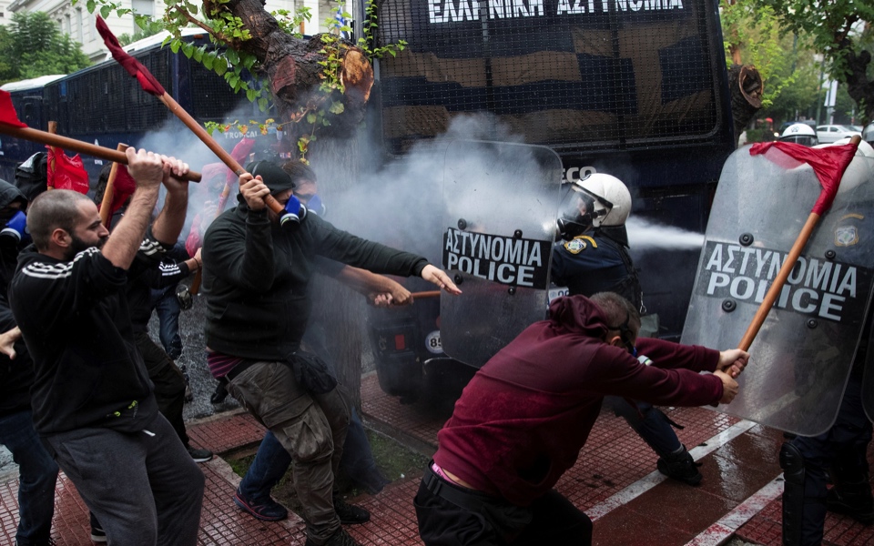 Greek students clash with riot police