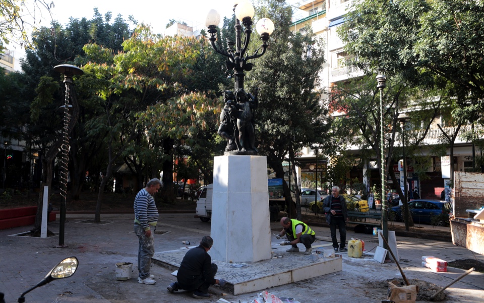 Exarchia Square being spruced up ahead of Christmas