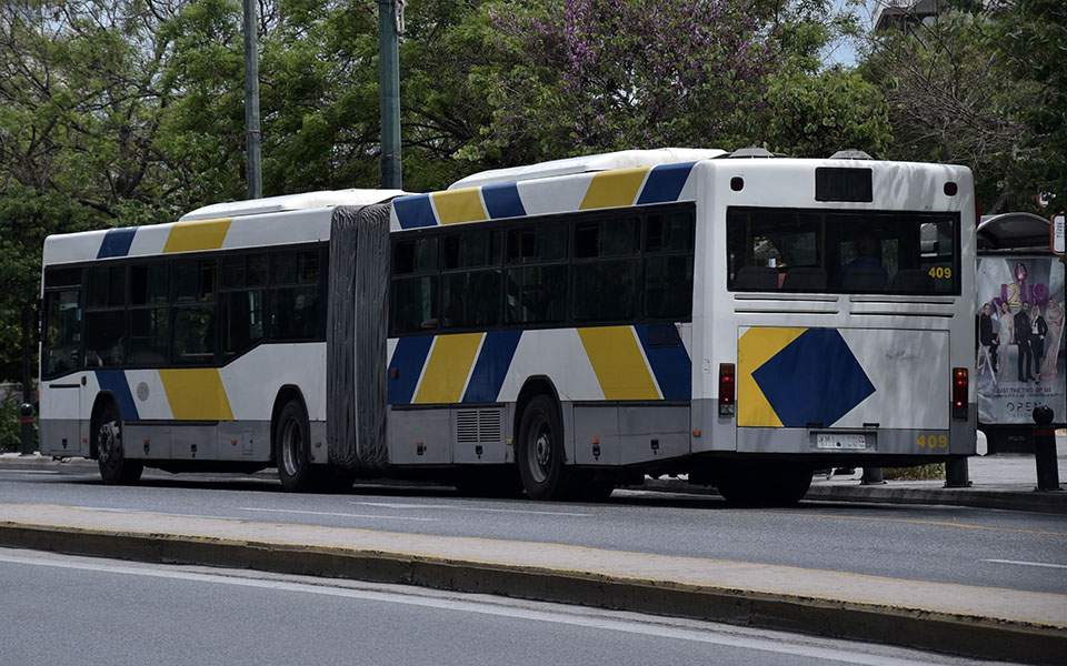 Woman lightly injured as bus smashes into bus stop in Athens