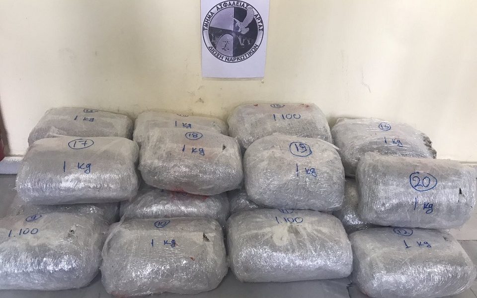 Police make 20 kg marijuana haul in western Greece