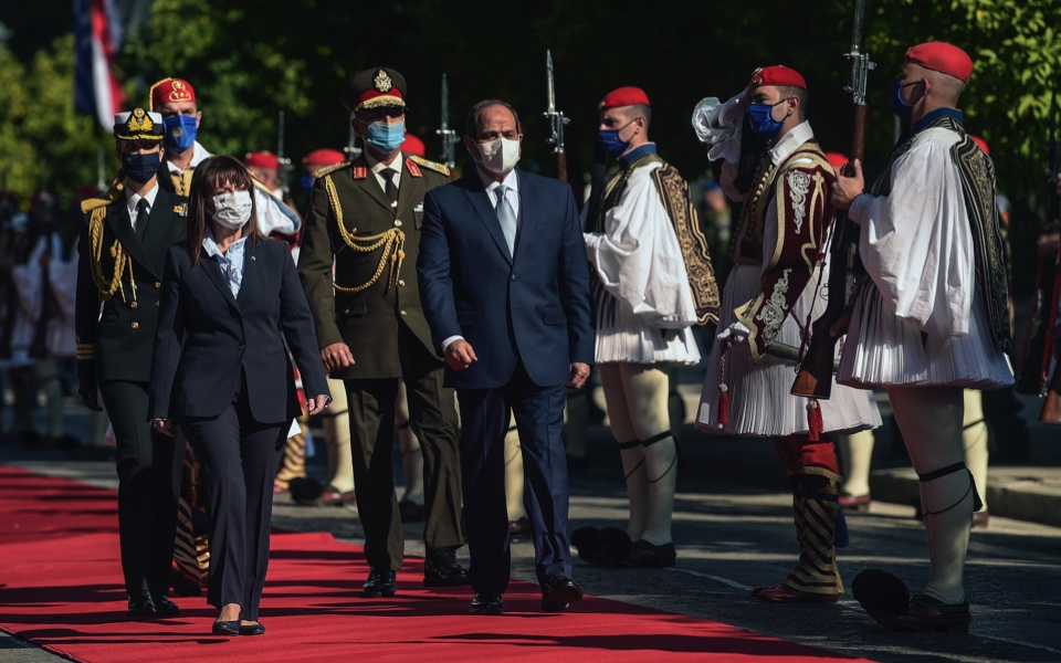Sakellaropoulou, Egyptian counterpart review Presidential guard