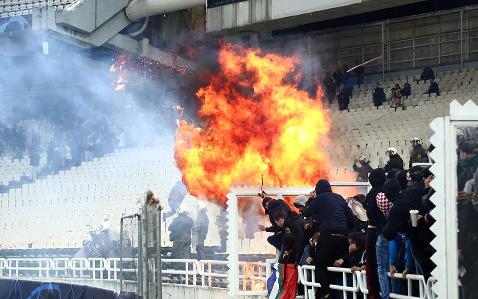 AEK to play behind closed doors, punished for crowd trouble in European match