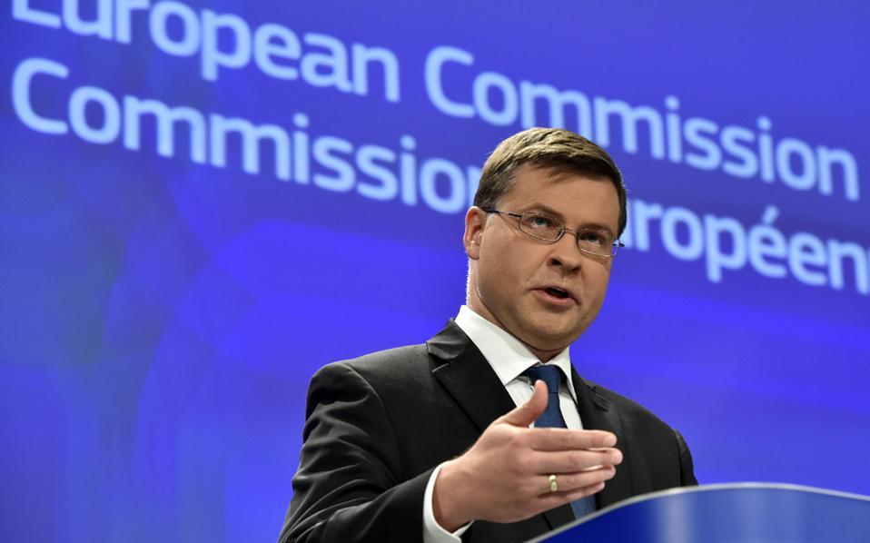 Greece on track with fiscal targets, EU’s Dombrovskis says