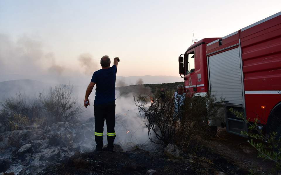 Firefighters tackle forest blaze on Corfu