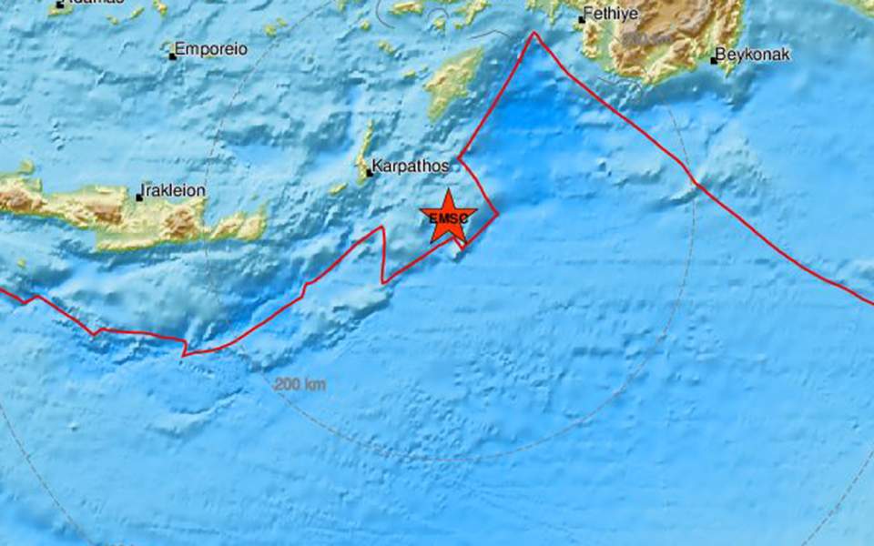Earthquake strikes in southeast Aegean