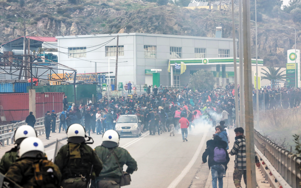 Clashes erupt during migrant protest on Lesvos