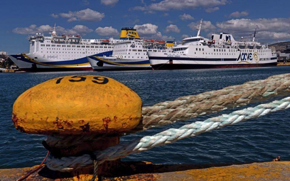 Ferries remain moored at Greek ports on Monday