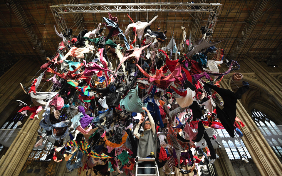 British artist hangs refugees’ clothing in Canterbury church to highlight crisis