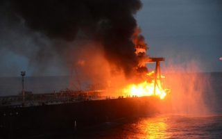 Greek-owned vessel continues to burn in the Indian Ocean