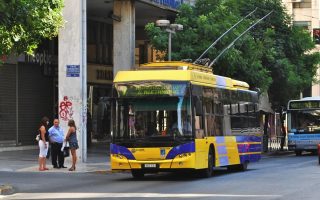 Trolley bus torched by arsonists in Athens