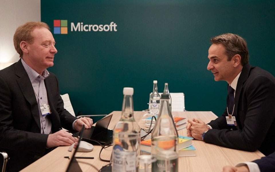 PM meets Microsoft president at company’s pavilion in Davos