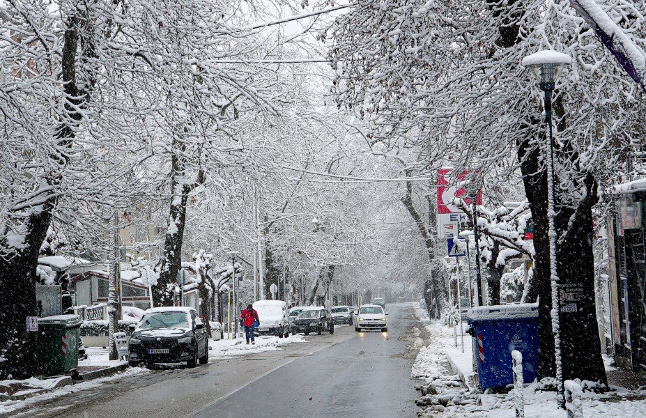 Snow blankets Athens, causing havoc on roads