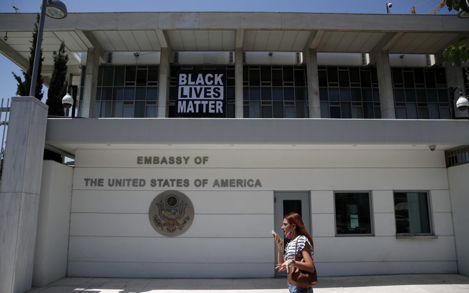 US Embassy in Athens raises BLM banner