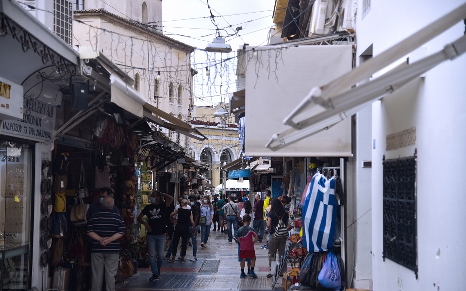 Is Greece still moving downward, stable at a low level or improving?