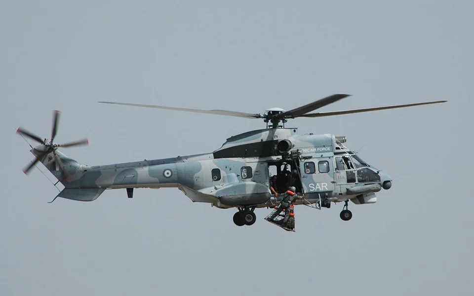 Hellenic Air Force Helicopter involved in sea rescue