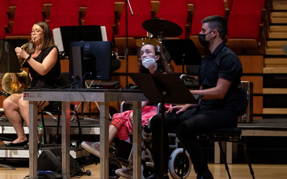 Technology helps disabled student play the harp with her eyes