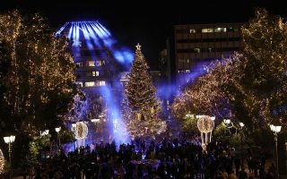 Christmas tree lights up in Syntagma Square
