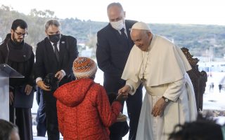Pope visits migrant camps on Lesvos