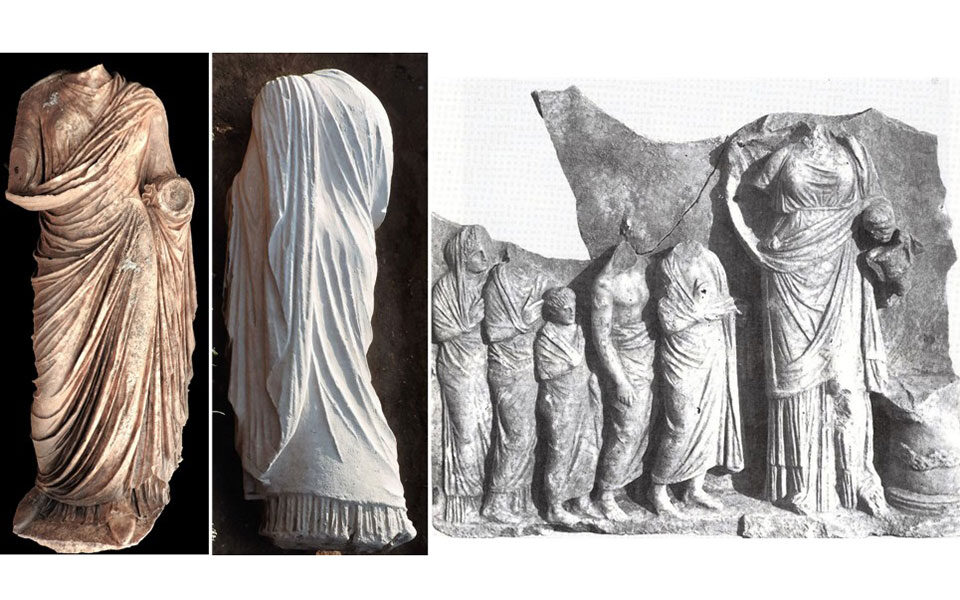 Rain reveals female Roman statue in Epidavros