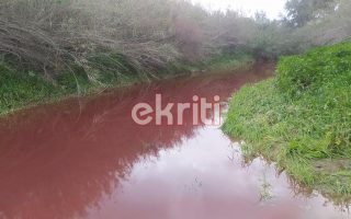 Cretan river runs red