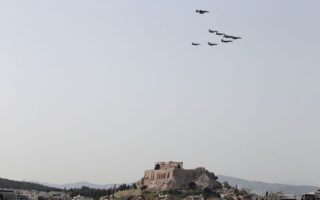 Fighters fly over the Acropolis as part of ‘Iniochos’ exercise