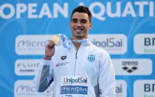 Christou wins gold in men’s 50m backstroke final