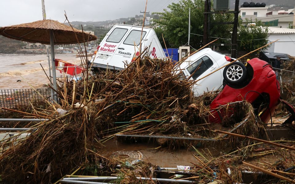 One dead after car swept away in Cretan flood