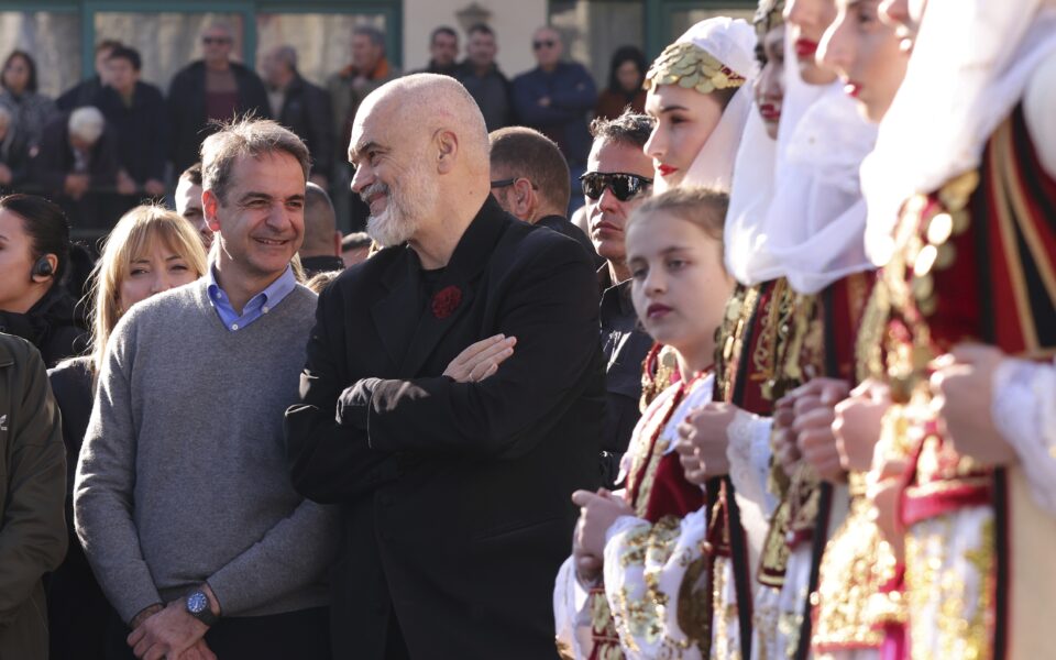 Albania Greeks give Mitsotakis warm welcome
