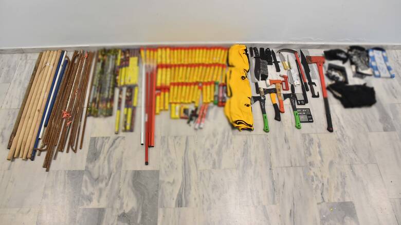 Cache of potential weapons seen linked to hooligans