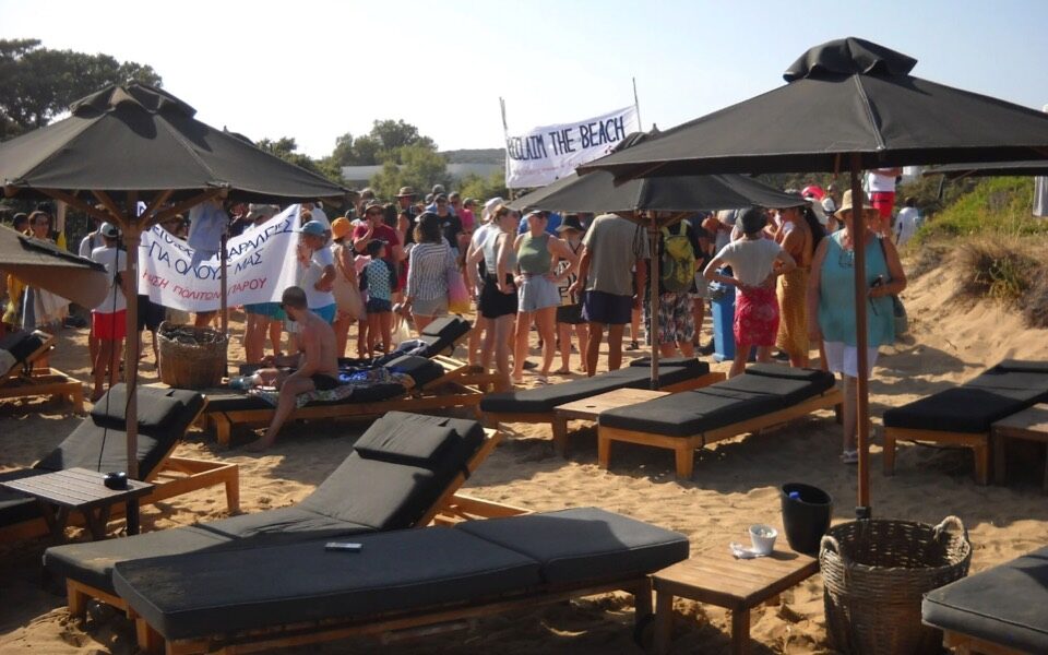 Paros residents reclaim beaches