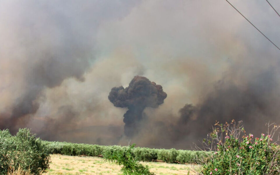 Greek wildfires trigger blasts at ammunition dump