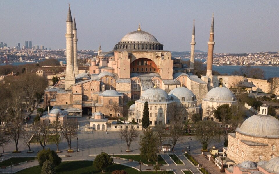 Footage shows fragments falling from Hagia Sophia dome